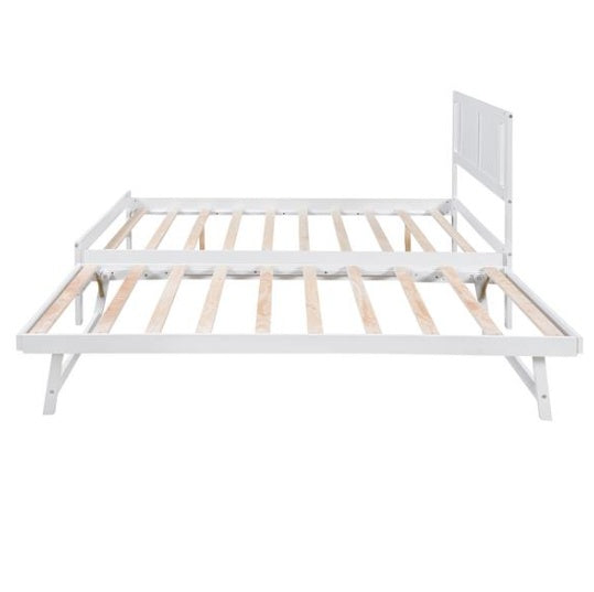 Full-size Platform Bed With Adjustable Rollers, White